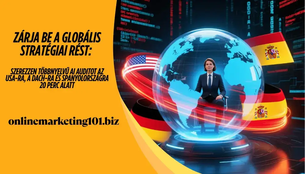 onlinemarketing101 - Zárja be a Globális Stratégiai Rést: Szerezzen Többnyelvű AI Auditot az USA-ra, a DACH-ra és Spanyolországra 20 Perc Alatt